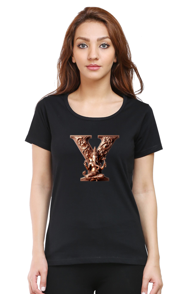 Stylish Y Alphabet Ganesh Chaturthi Women T Shirts