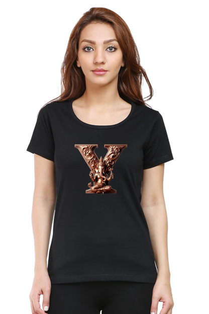 Stylish Y Alphabet Ganesh Chaturthi Women T Shirts