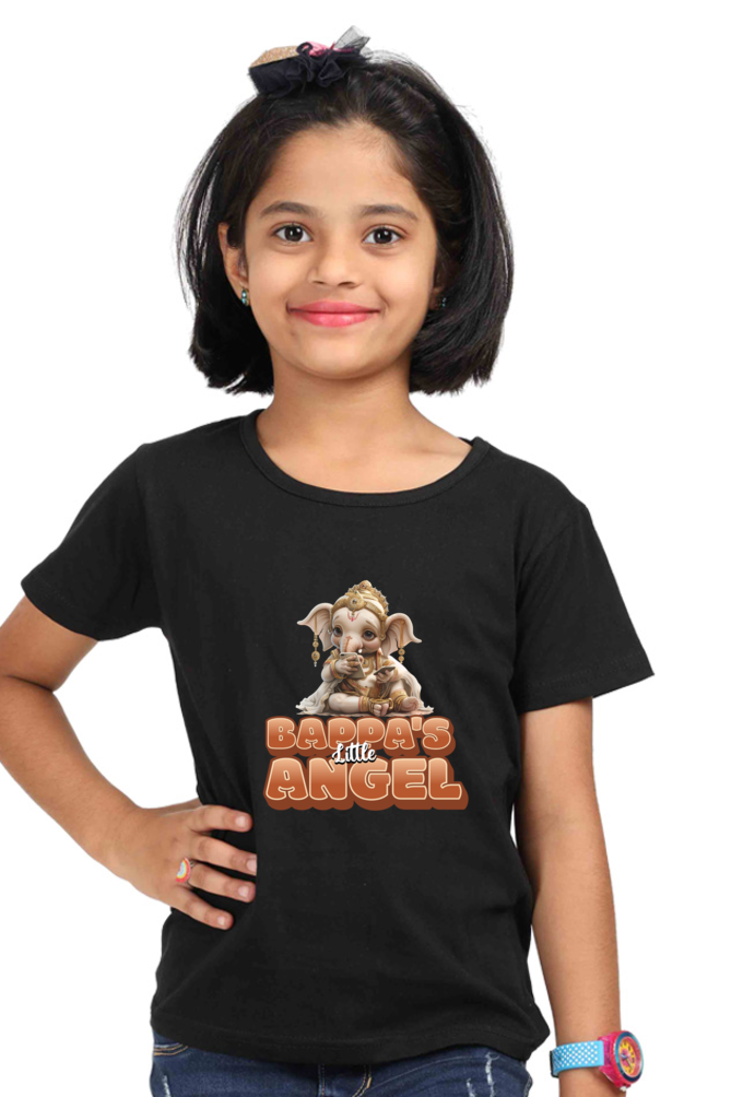 Bappa's Little Angel 2 Ganesh Chaturthi Girl's T Shirts