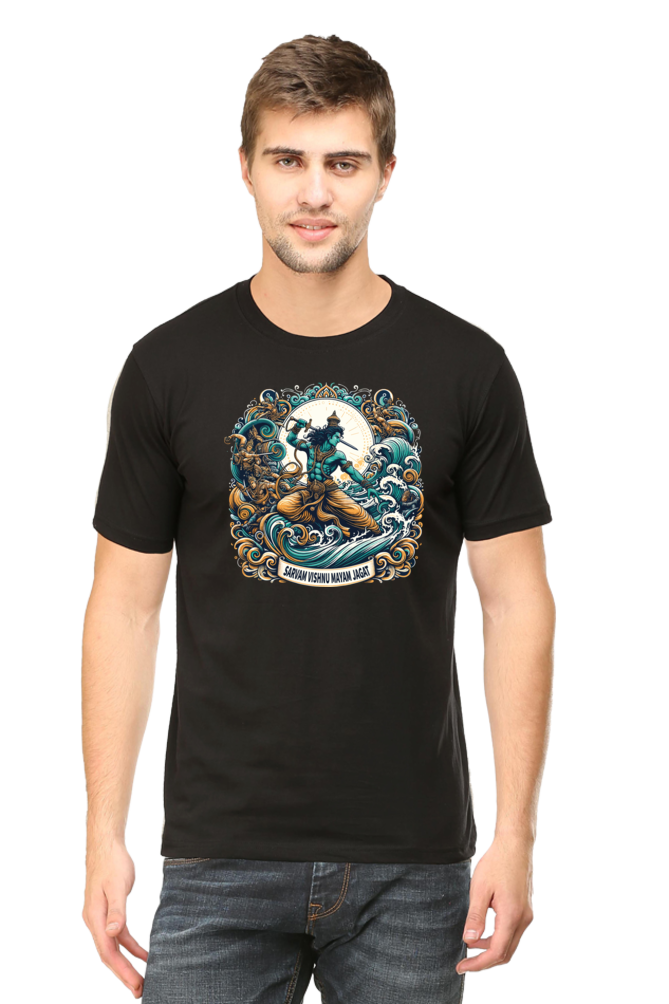 Sarvam Vishnu Mayam Jagat Janmashtami Men's T Shirts Black