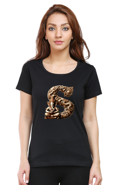 Stylish S Alphabet Ganesh Chaturthi Women T Shirts