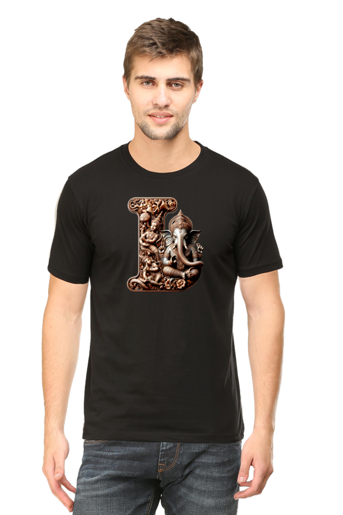 Stylish I Alphabet Ganesh Chaturthi Mens Tshirts Black