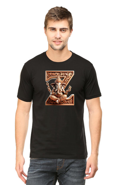 Stylish Z Alphabet Ganesh Chaturthi Mens Tshirts Black