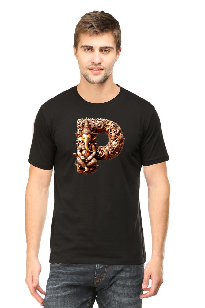 Stylish P Alphabet Ganesh Chaturthi Mens Tshirts