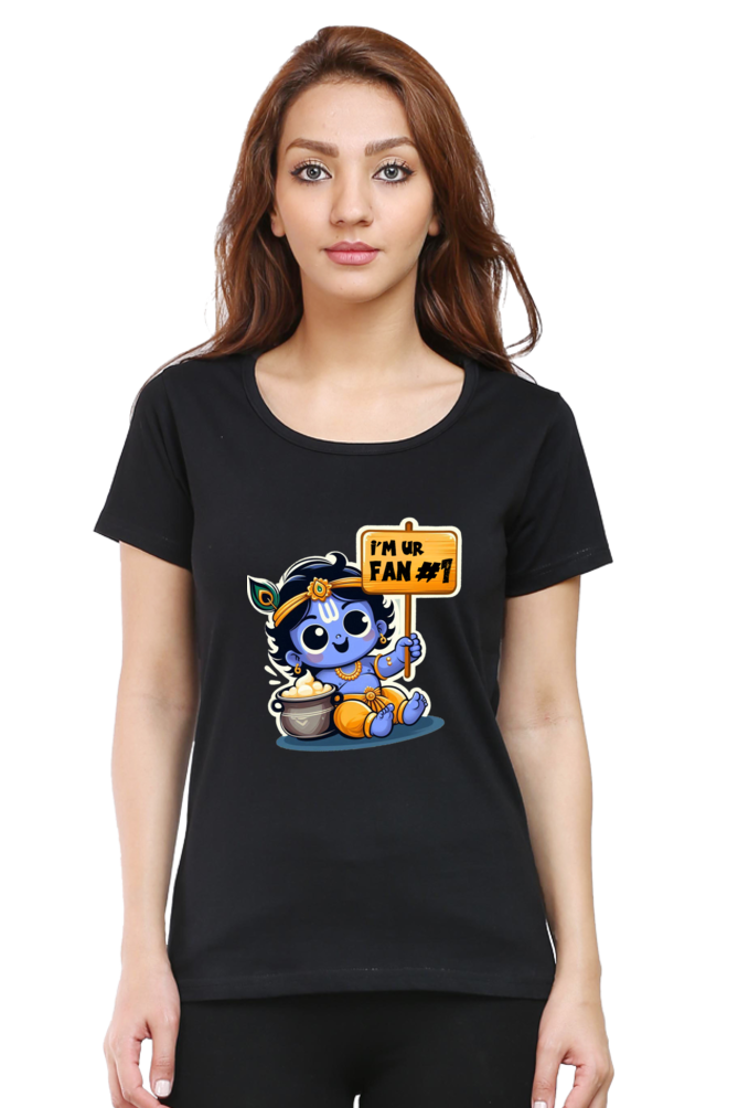 I'm Ur Fan Janmashtami Women T Shirts Black