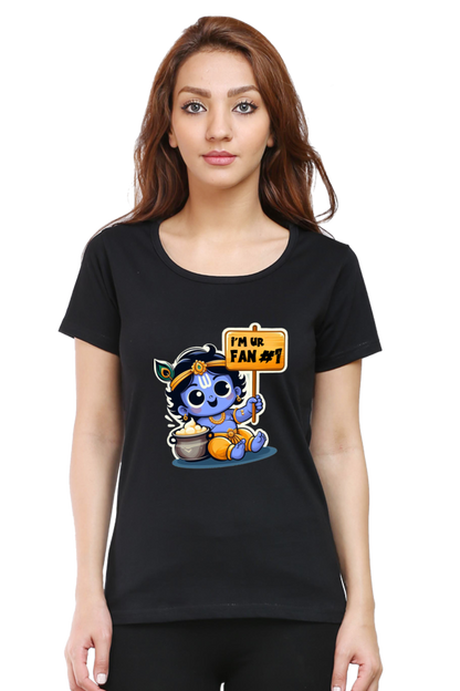 I'm Ur Fan Janmashtami Women T Shirts Black