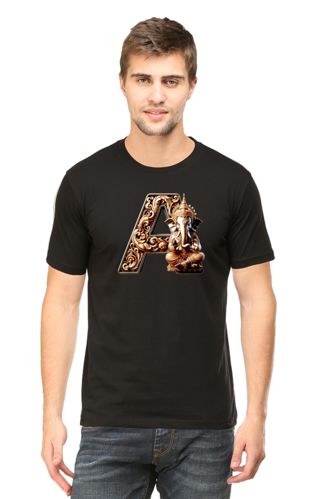 Stylish A Alphabet Ganesh Chaturthi Mens Tshirts