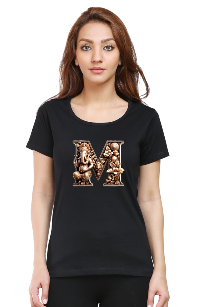 Stylish M Alphabet Ganesh Chaturthi Women T Shirts