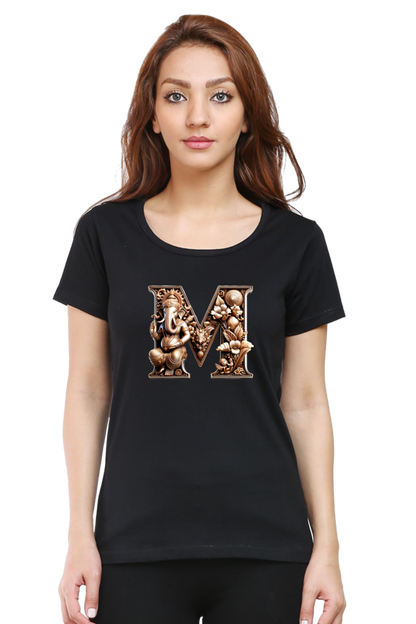 Stylish M Alphabet Ganesh Chaturthi Women T Shirts