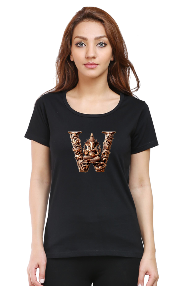 Stylish W Alphabet Ganesh Chaturthi Women T Shirts