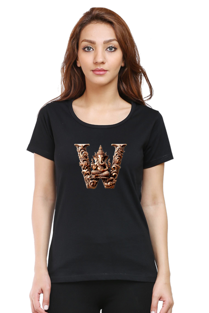 Stylish W Alphabet Ganesh Chaturthi Women T Shirts