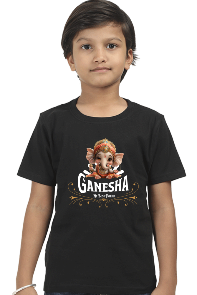 Bal Ganesha Ganesh Chaturthi Boy's T Shirts Black