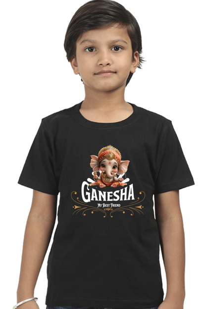 Bal Ganesha Ganesh Chaturthi Boy's T Shirts Black