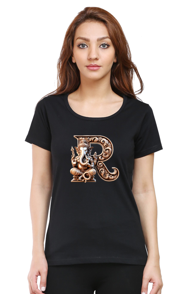 Stylish R Alphabet Ganesh Chaturthi Women T Shirts