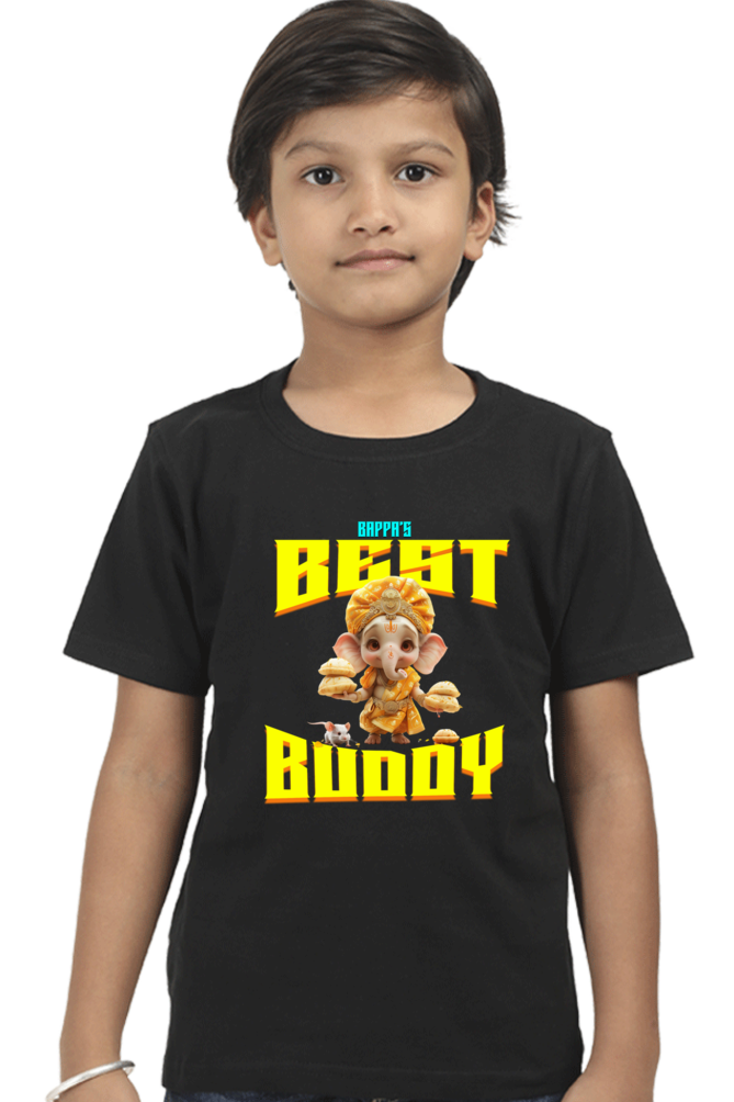 Bappa's Best Buddy 2 Ganesh Chaturthi Boy's T Shirts Black