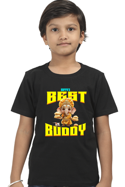 Bappa's Best Buddy 2 Ganesh Chaturthi Boy's T Shirts Black