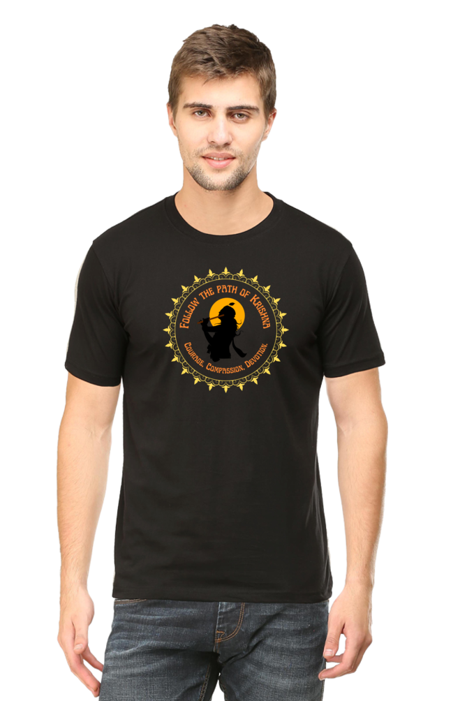 Follow The Path Of Krishna Janmashtami Men's T Shirts Black