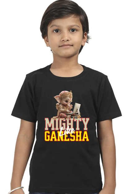 Mighty Like Ganesha 2 Ganesh Chaturthi Boy's T Shirts Black