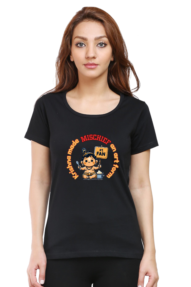 Krishna Made Mischief An Art Form Janmashtami Women T Shirts Black