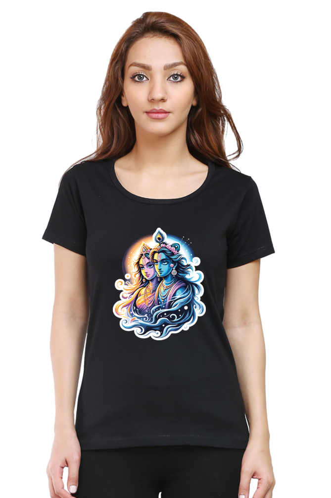 Radha Krishna 2 janmashtami Women T Shirts Black