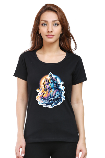 Radha Krishna 2 janmashtami Women T Shirts Black