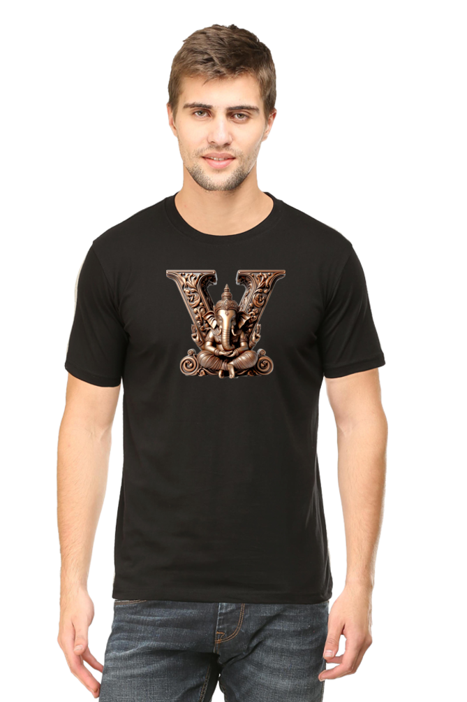 Stylish V Alphabet Ganesh Chaturthi Mens Tshirts