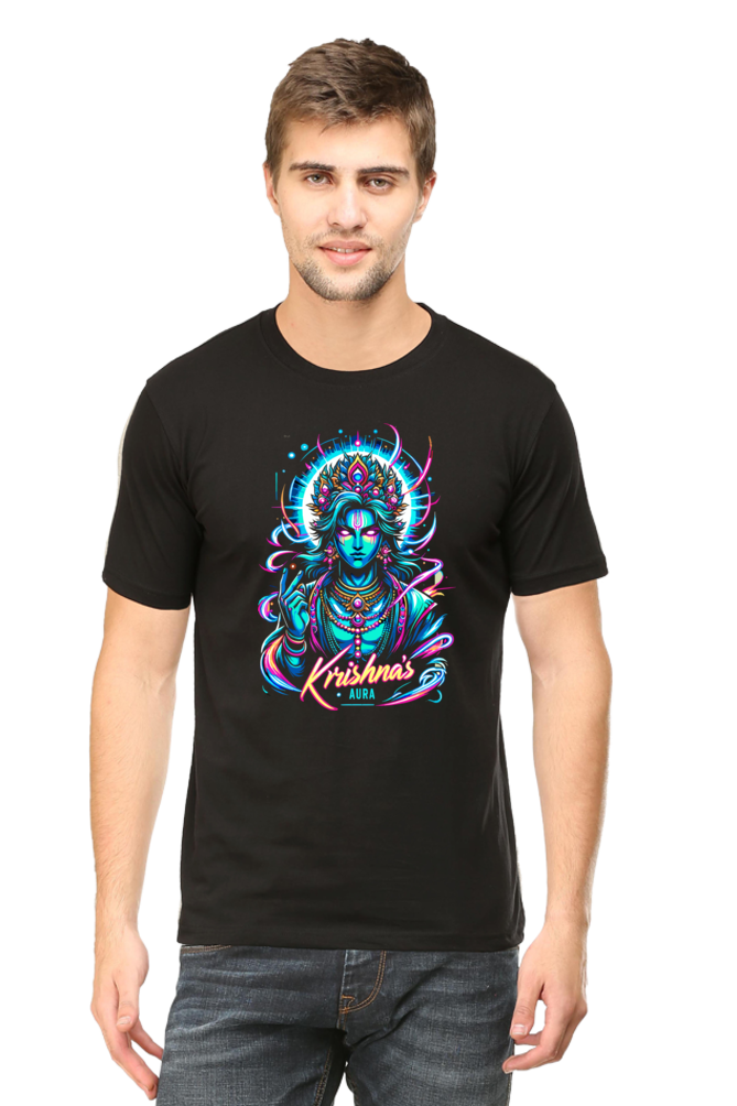 Krishna's Aura Janmashtami Men's T Shirts Black