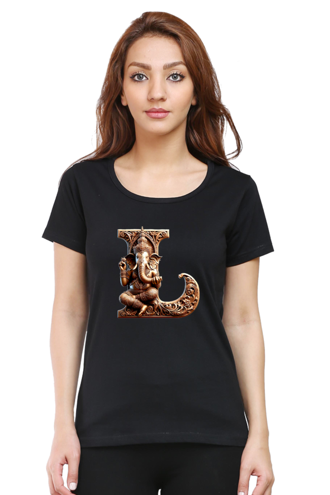 Stylish L Alphabet Ganesh Chaturthi Women T Shirts