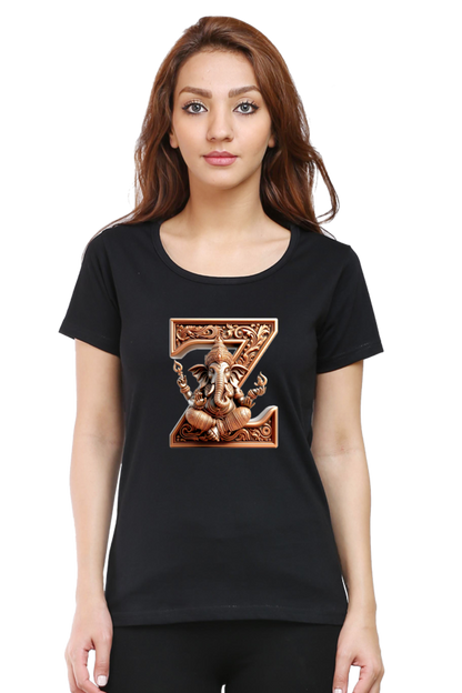 Stylish Z Alphabet Ganesh Chaturthi Women T Shirts