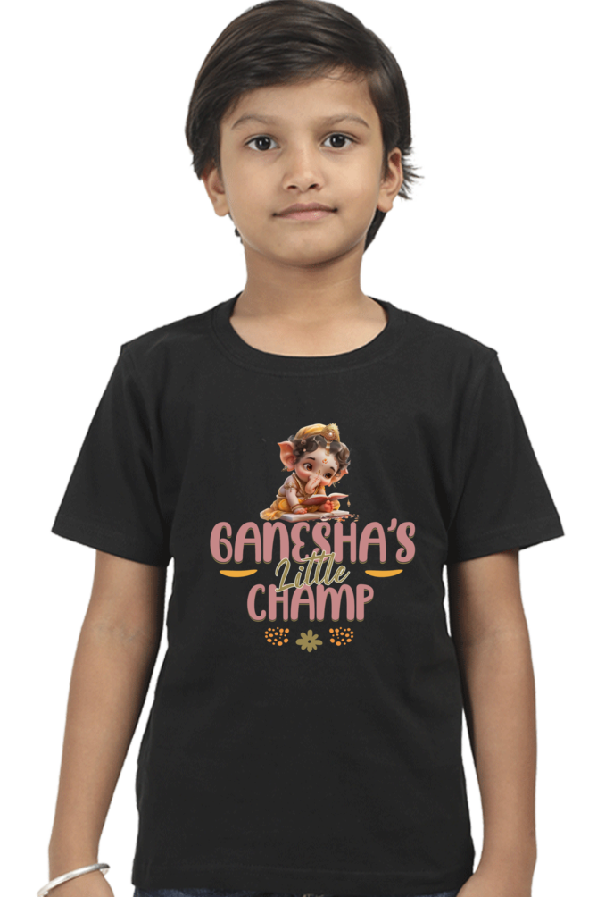 Ganesha's Little Champ Ganesh Chaturthi Boy's T Shirts Black