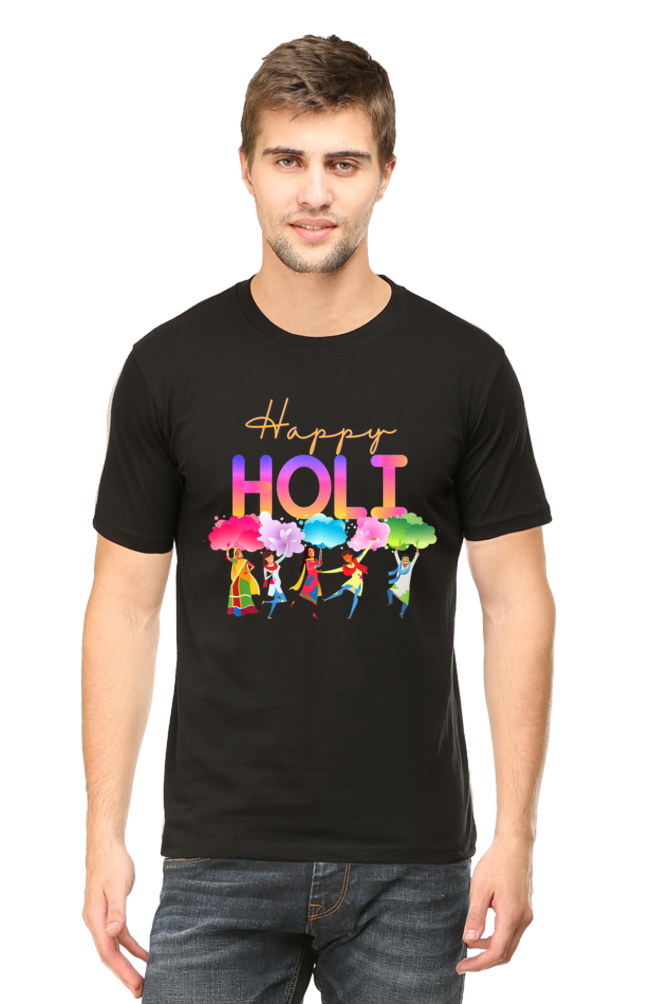 Dancing in Color: Happy Holi Celebration Black