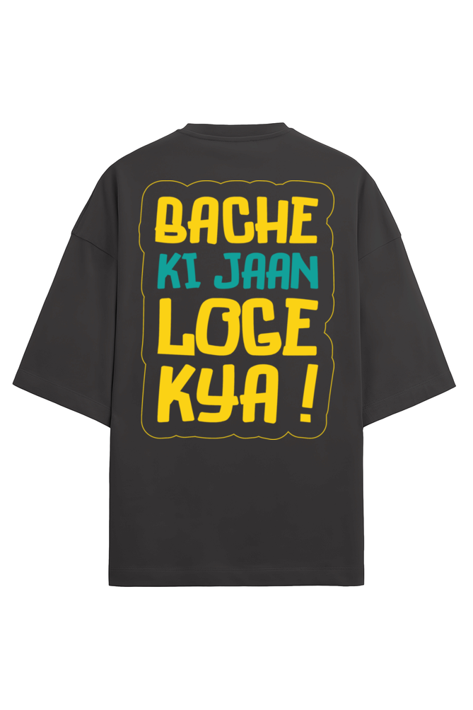 Bache Ki Jaan Loge Kya Men's Oversized T Shirts Black