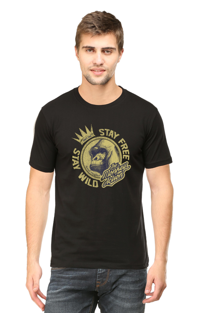 Monkey Action Men's T Shirts Black