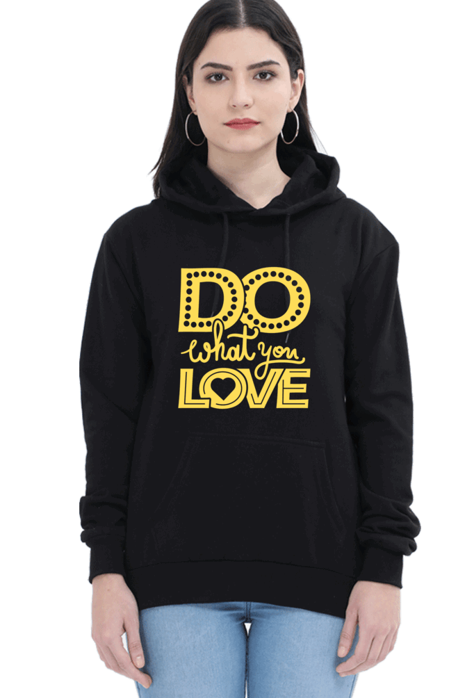 "Do What you Love" Hooded Sweatshirt for Girls and Women - Rainbow Vinyl Print Black