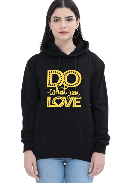 "Do What you Love" Hooded Sweatshirt for Girls and Women - Rainbow Vinyl Print Black