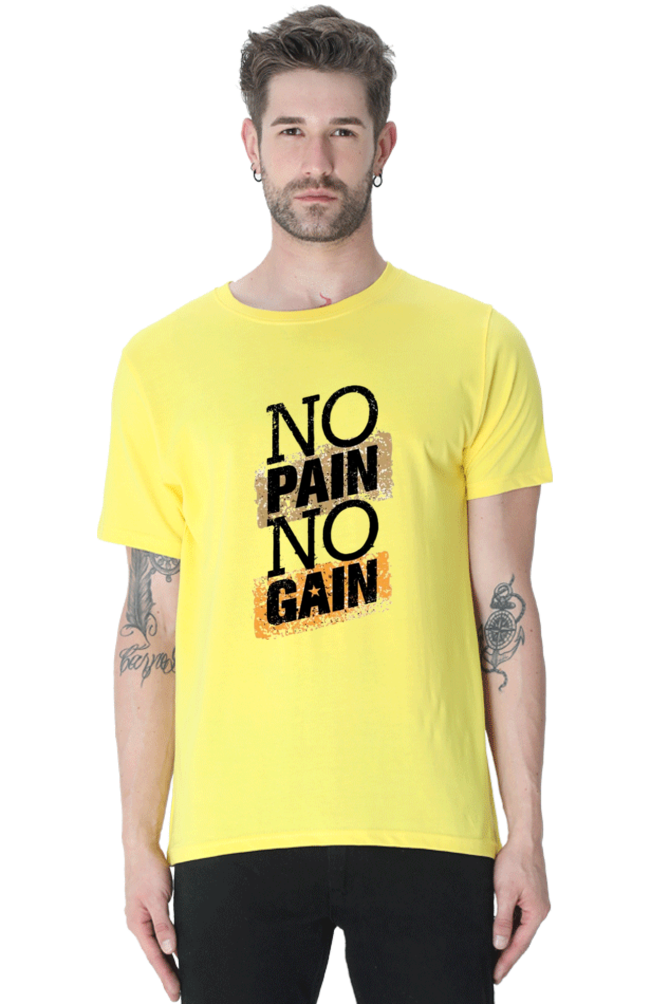 No Pain No Gain Gain Men's T Shirt New Yellow