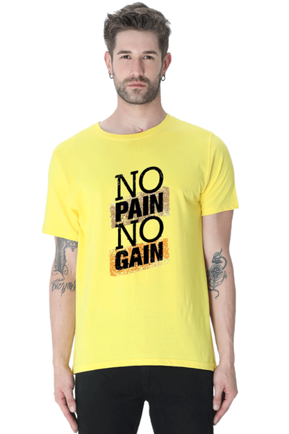 No Pain No Gain Gain Men's T Shirt New Yellow