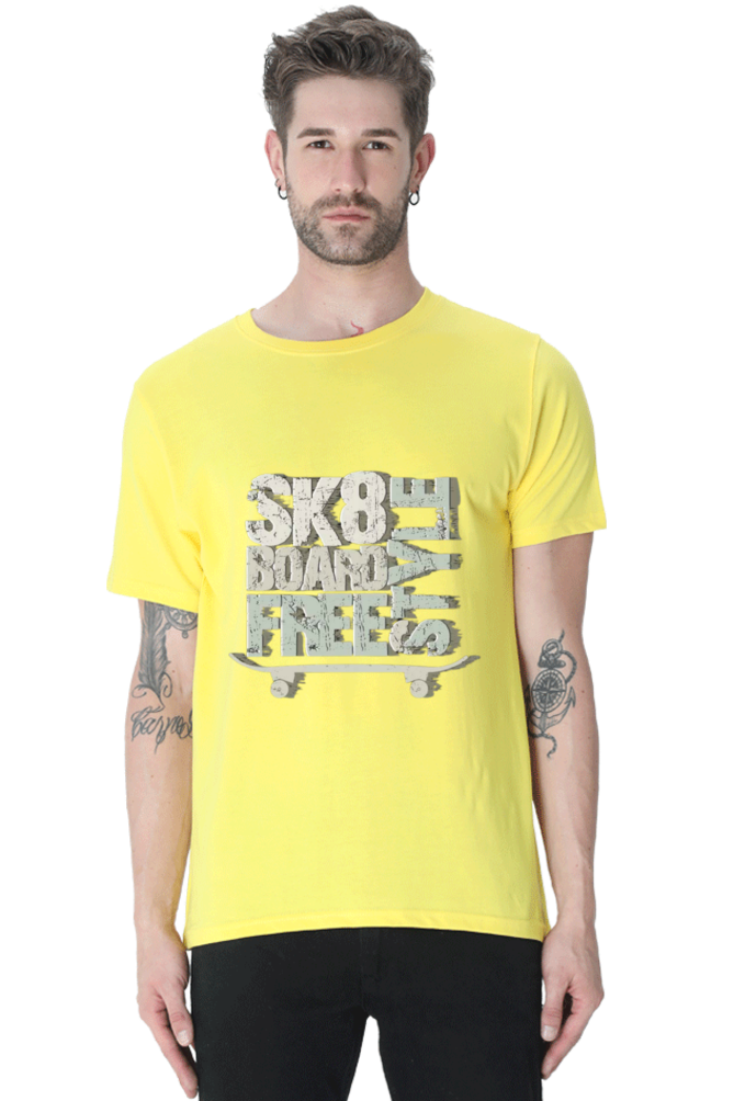 Skate Board Free Style Men's T Shirt New Yellow