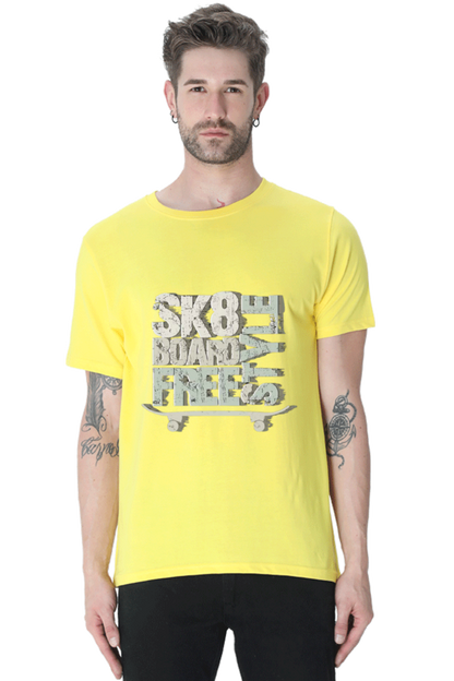 Skate Board Free Style Men's T Shirt New Yellow