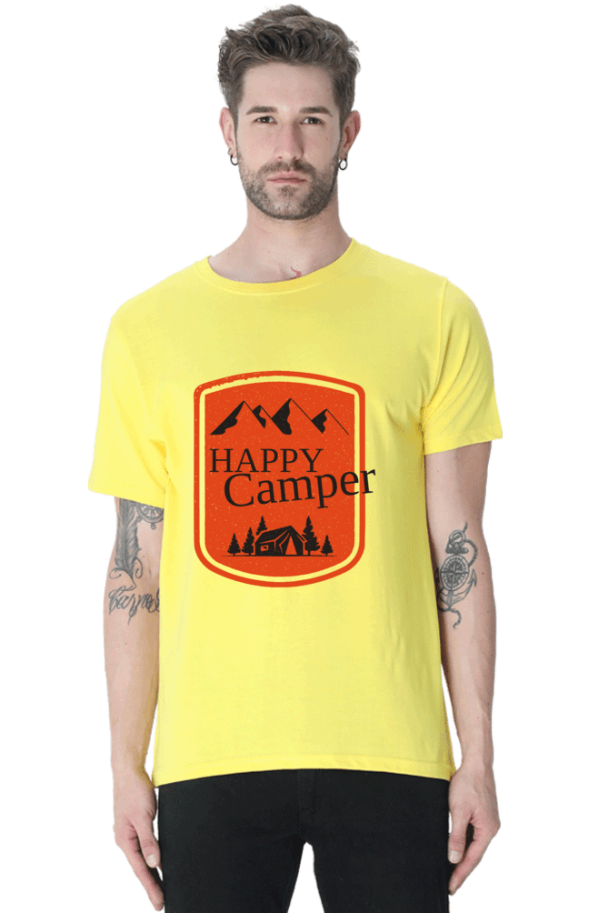 Happy Camper Men's T Shirt New Yellow