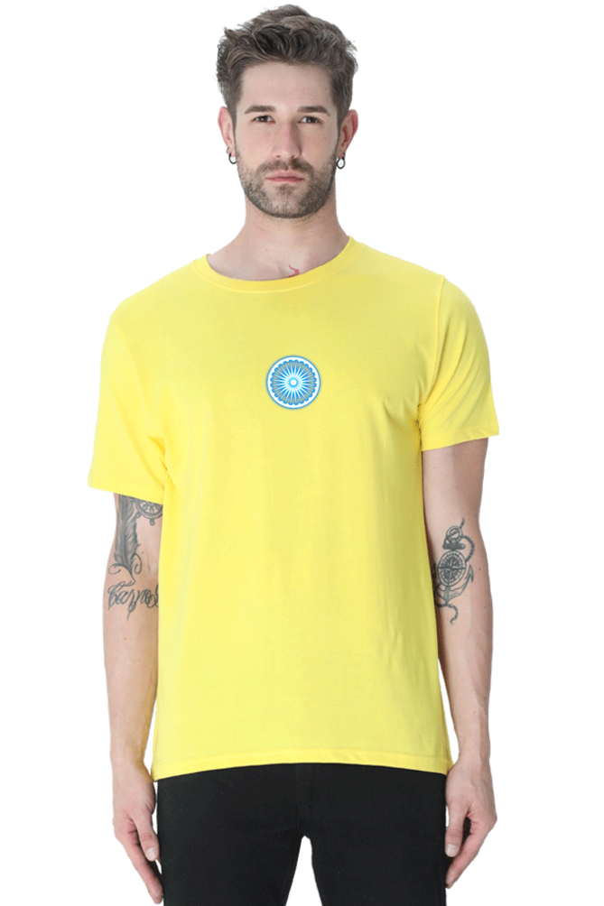 Ashoka Chakra Independence Day T Shirt New Yellow