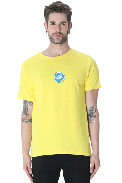 Ashoka Chakra Independence Day T Shirt New Yellow