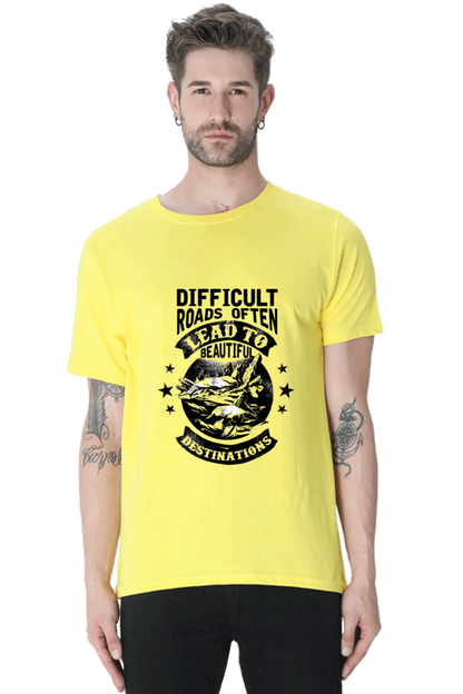 Difficult Roads Men's T Shirts New Yellow