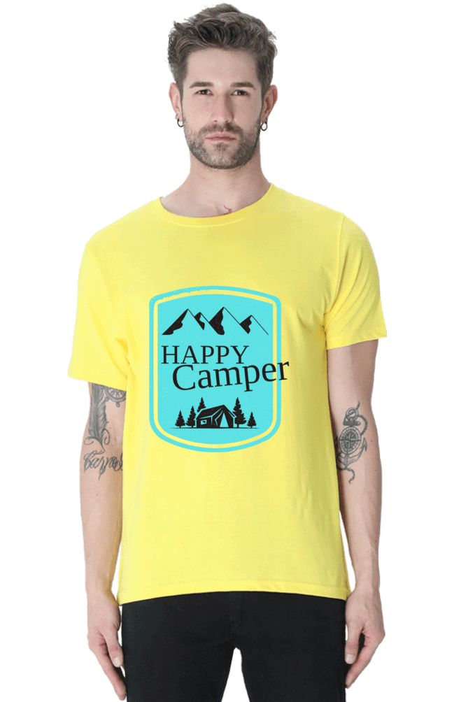 Happy Camper Men's T Shirt New Yellow