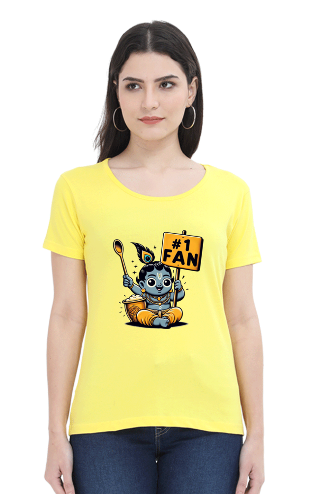 # 1 Fan Janmashtami Women T Shirts New Yellow