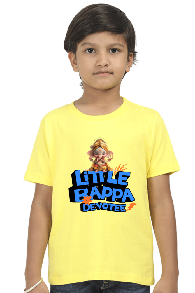 Little Bappa Devotee Ganesh Chaturthi Boy's T Shirts New Yellow