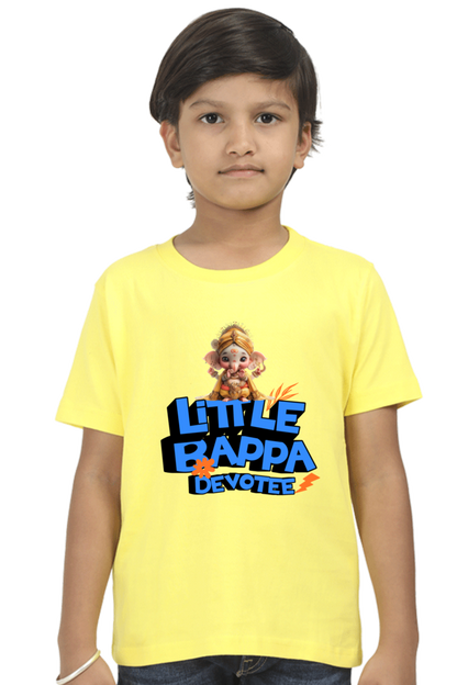 Little Bappa Devotee Ganesh Chaturthi Boy's T Shirts New Yellow