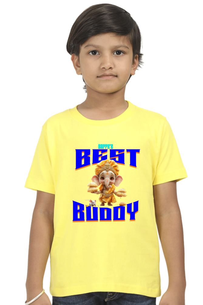 Bappa's Best Buddy Ganesh Chaturthi Boy's T Shirts New Yellow