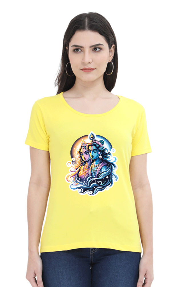 Radha Krishna 2 janmashtami Women T Shirts New Yellow