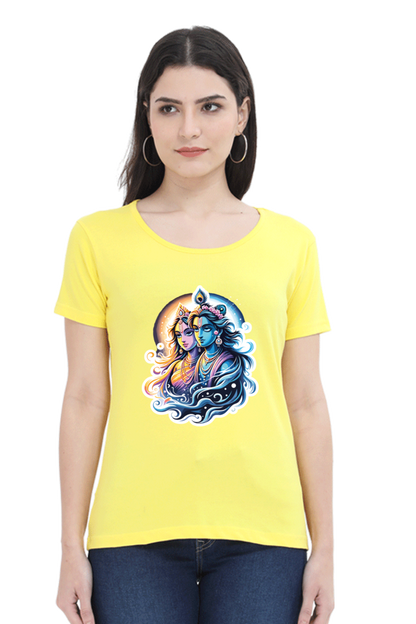 Radha Krishna 2 janmashtami Women T Shirts New Yellow